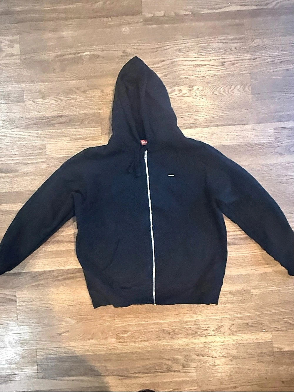 Supreme Small Box Zip Up Hooded Sweatshirt Black Large